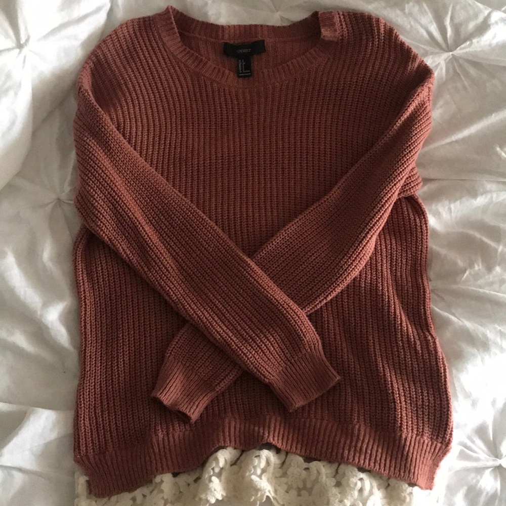 Forever 21 knit sweater with lace underlay